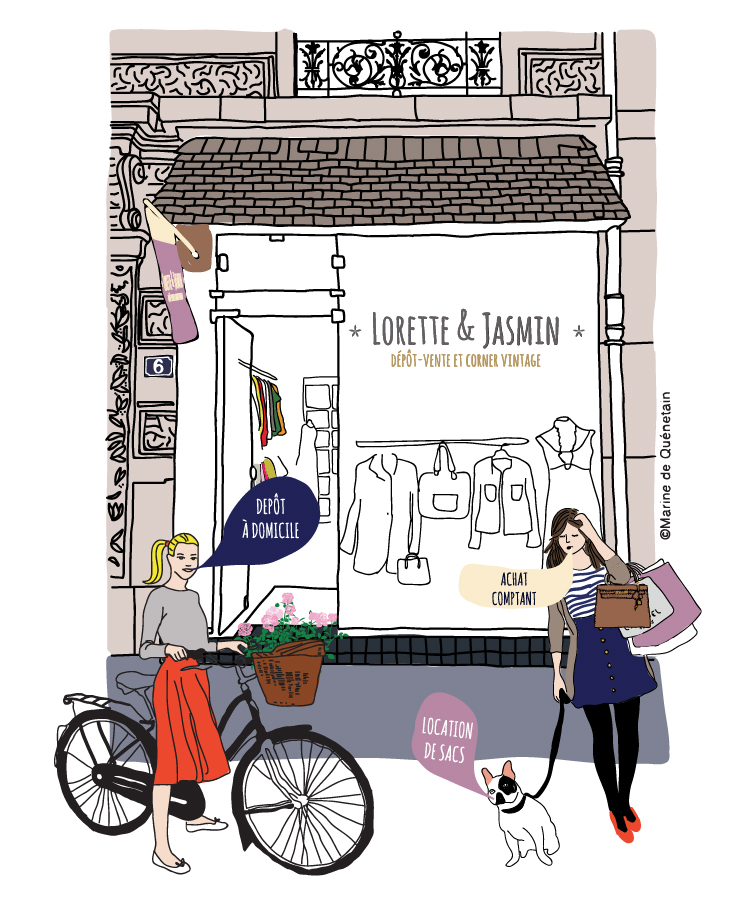 carte postale Lorette et Jasmin 2 illustration fashion marine de quénetain